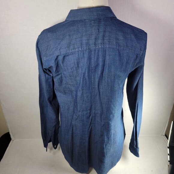 Ann Taylor Loft Women Cotton Denim Button-Up Long-Sleeve Shirt Size XS - Picture 6 of 12